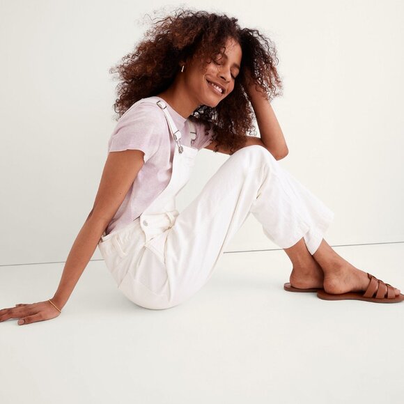 Madewell Petite Straight-Leg Overalls in Tile White - Picture 10 of 10